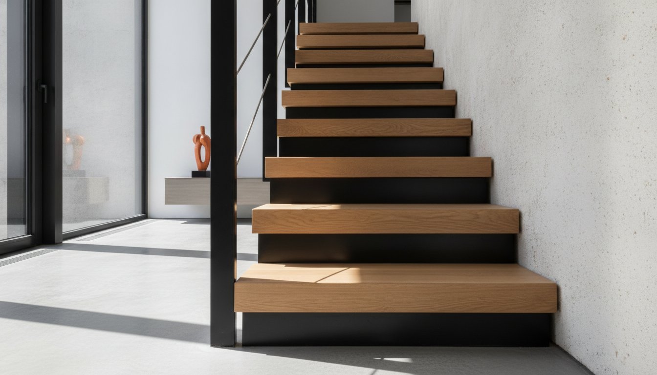 Stalen trap met houten treden: de perfecte combinatie van industrieel design en warmte